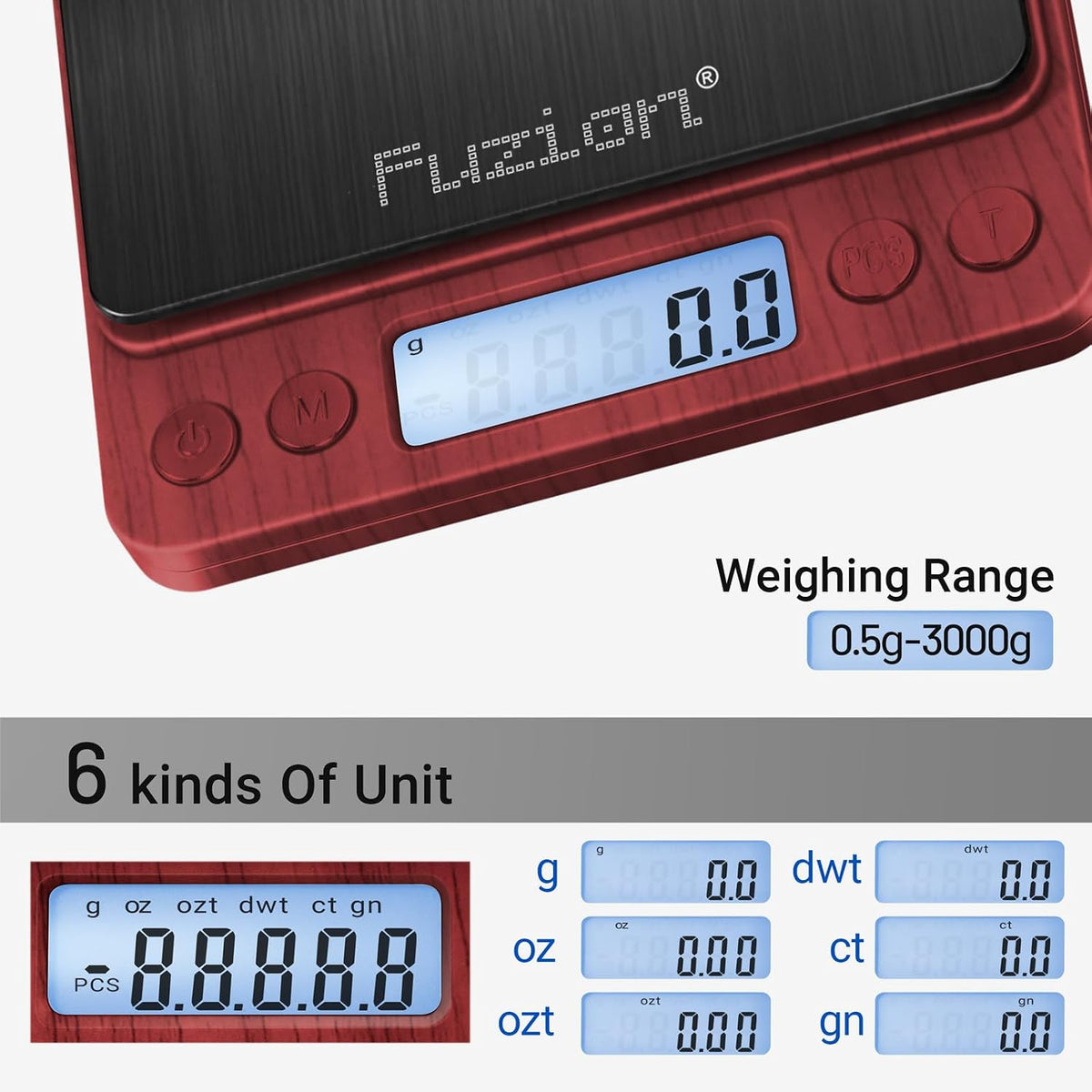 Small Gram Scale 3000g, Digital Kitchen Food Scale, Gram and Ounce