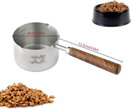 Dog Cat Food Scoop Measuring Cup, Stainless Steel 1 Cup Measuring Cup, Precision Scale Measurements