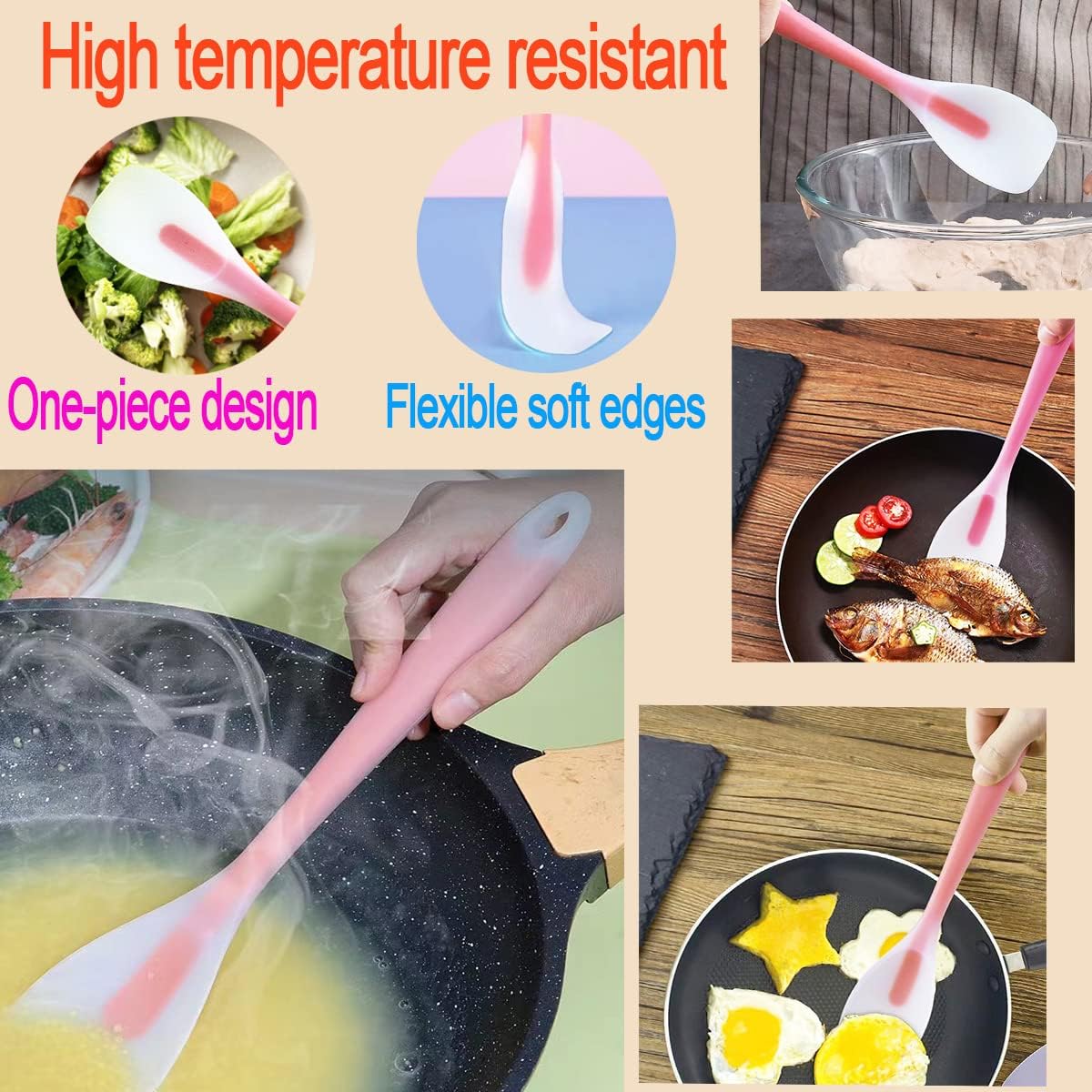 KLAQQED 9Pcs Spatulas Silicone Heat Resistant Silicone Spatula Set Small Mini Long Jar Spatulas for Nonstick Cookware, Rubber Silicone Spoon Spatula Set for Baking Mixing Cooking Kitchen Utensils Set