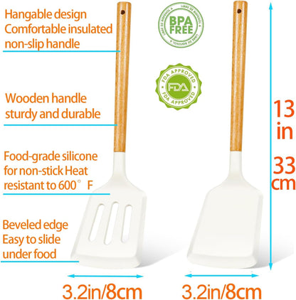 KLAQQED 9Pcs Spatulas Silicone Heat Resistant Silicone Spatula Set Small Mini Long Jar Spatulas for Nonstick Cookware, Rubber Silicone Spoon Spatula Set for Baking Mixing Cooking Kitchen Utensils Set