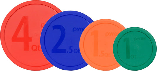 322-PC, 323-PC, 325-PC & 326-PC Mixing Bowl Lid Set - Made in USA | Red (4Qt) | Cadet Blue (2.5Qt) | Sun Bleached Turquiose (1.5Qt) | Green (1Qt) | Food Storage Lids | Replacement Lids