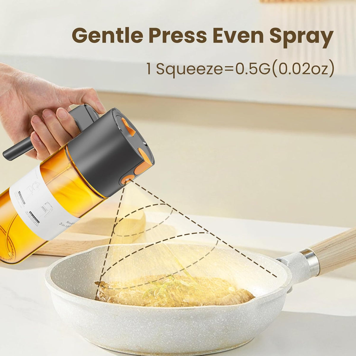 Olive Oil Sprayer & Dispenser Bottle for Cooking 17oz Dark Glass Oil Mister | 2-in-1 Sprayer & Pourer, Fine mist, Leakproof, Light-Blocking, Wide Mouth for Easy Refill & Clean, 8 Oil Labels, Reusable