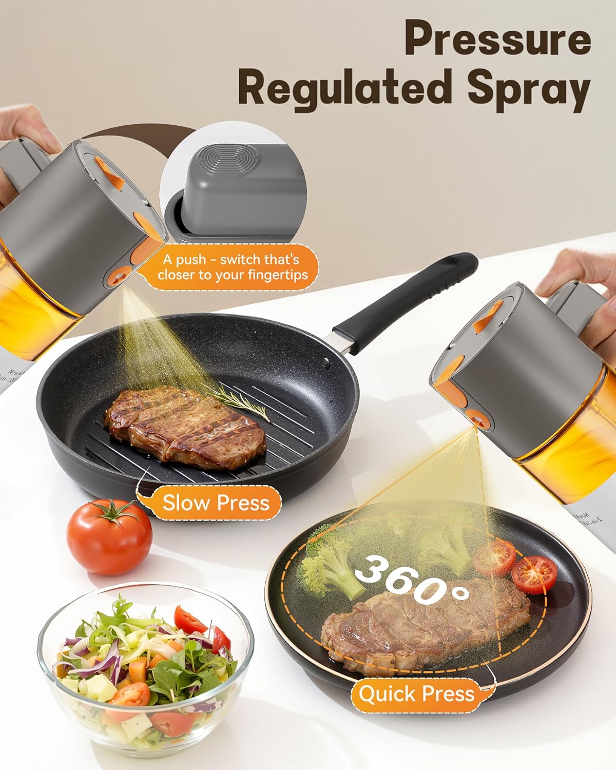 Olive Oil Sprayer & Dispenser Bottle for Cooking 17oz Dark Glass Oil Mister | 2-in-1 Sprayer & Pourer, Fine mist, Leakproof, Light-Blocking, Wide Mouth for Easy Refill & Clean, 8 Oil Labels, Reusable