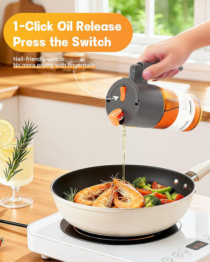 Olive Oil Sprayer & Dispenser Bottle for Cooking 17oz Dark Glass Oil Mister | 2-in-1 Sprayer & Pourer, Fine mist, Leakproof, Light-Blocking, Wide Mouth for Easy Refill & Clean, 8 Oil Labels, Reusable