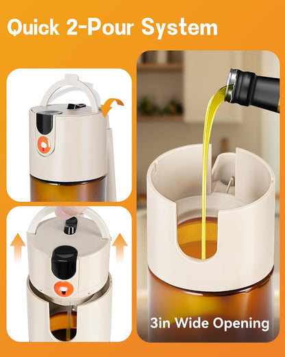 Olive Oil Sprayer & Dispenser Bottle for Cooking 17oz Dark Glass Oil Mister | 2-in-1 Sprayer & Pourer, Fine mist, Leakproof, Light-Blocking, Wide Mouth for Easy Refill & Clean, 8 Oil Labels, Reusable