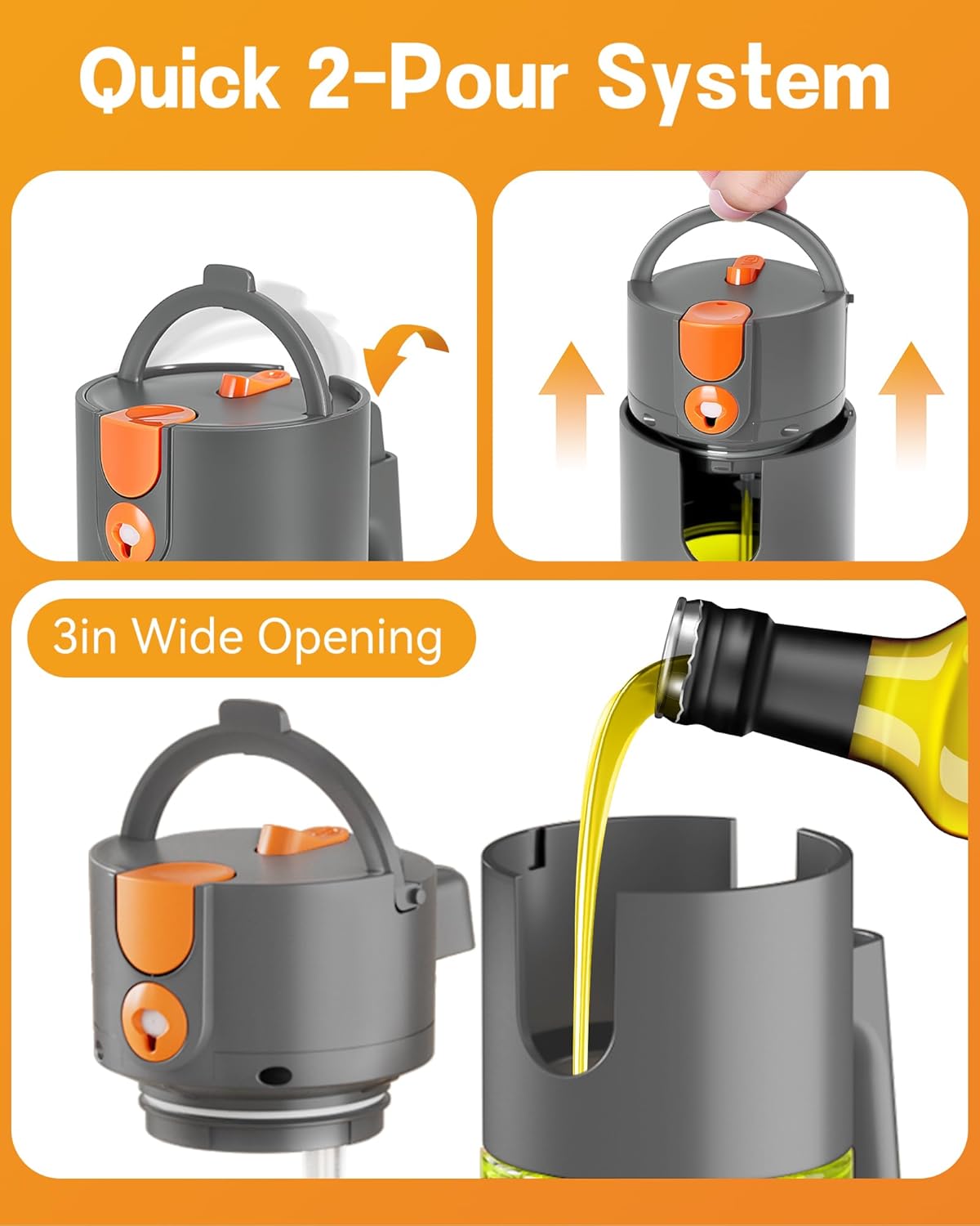 Olive Oil Sprayer & Dispenser Bottle for Cooking 17oz Dark Glass Oil Mister | 2-in-1 Sprayer & Pourer, Fine mist, Leakproof, Light-Blocking, Wide Mouth for Easy Refill & Clean, 8 Oil Labels, Reusable