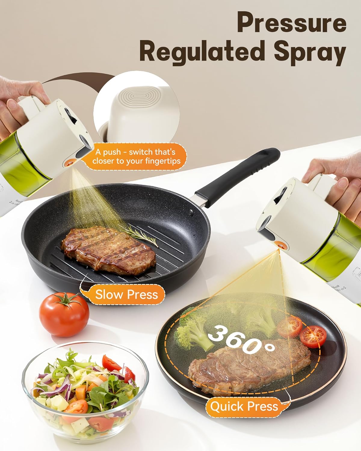 Olive Oil Sprayer & Dispenser Bottle for Cooking 17oz Dark Glass Oil Mister | 2-in-1 Sprayer & Pourer, Fine mist, Leakproof, Light-Blocking, Wide Mouth for Easy Refill & Clean, 8 Oil Labels, Reusable