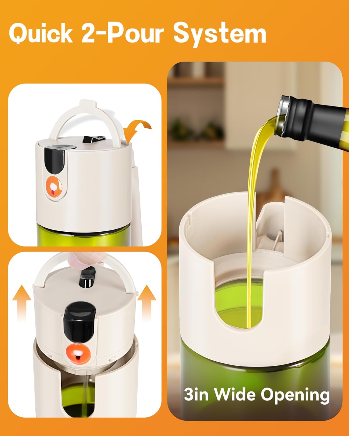 Olive Oil Sprayer & Dispenser Bottle for Cooking 17oz Dark Glass Oil Mister | 2-in-1 Sprayer & Pourer, Fine mist, Leakproof, Light-Blocking, Wide Mouth for Easy Refill & Clean, 8 Oil Labels, Reusable