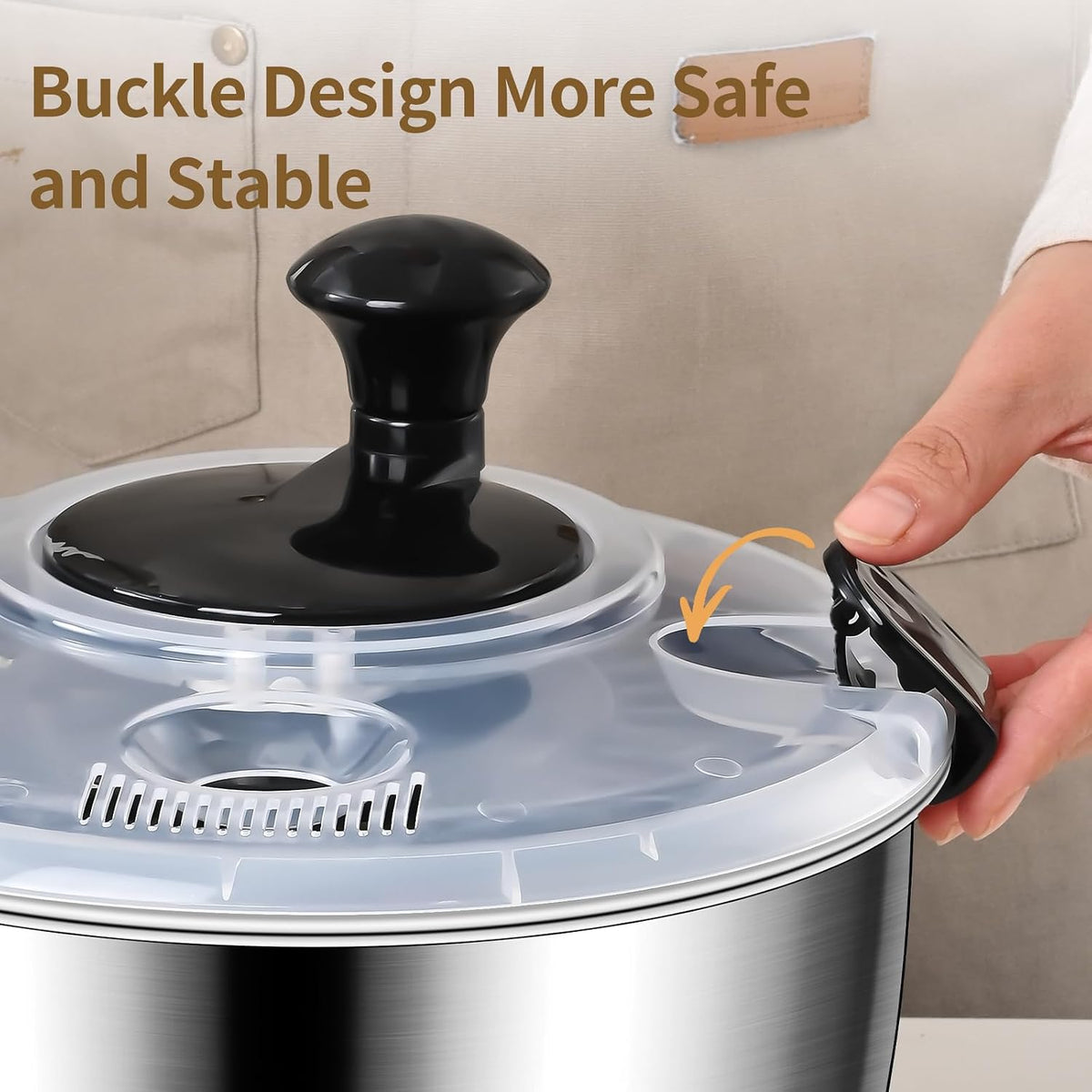 5.3 Qt Stainless Steel Salad Spinner, Vegetable Spinners, Lettuce Spinner, Fruit Washer, Large Salad Spinners, Dishwasher Safe, 304 Stainless Steel Bowl & Basket