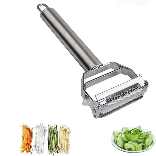 2-in-1 Julienne and Vegetable Peeler, Stainless Steel Kitchen Slicer, Multi-Functional Cutter for Vegetables and Fruits