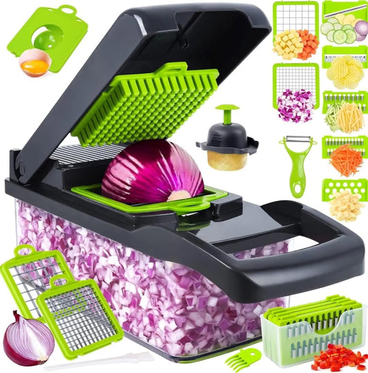 Pro Series 16 in 1 Vegetable Chopper, Onion chopper with Container, Cucumber and Fruit Shredder, Slicer, Veggie Chopper, Must have Kitchen gadget to save your prep time for cooking.