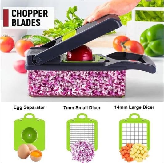Pro Series 16 in 1 Vegetable Chopper, Onion chopper with Container, Cucumber and Fruit Shredder, Slicer, Veggie Chopper, Must have Kitchen gadget to save your prep time for cooking.