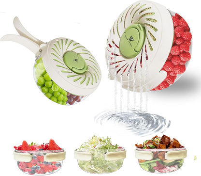 Fruit Washing Bowl with Strainer and Lid with Handle, Portable Strainers and Colander for Kitchen, Vegetable Wash Drain Basket, 3 in 1 Berry Fruit Storage Containers for Fridge Kitchen Picnic Outdoor
