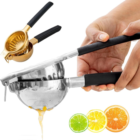 Hand Press Juicer for Cocktails, Heavy Duty, Silver Finish | Stainless Steel Lemon Squeezer, Grapefruit Reamer Bowl, Dishwasher Safe, Home Bar Tool, Fresh Citrus Extractor, Bar Essential