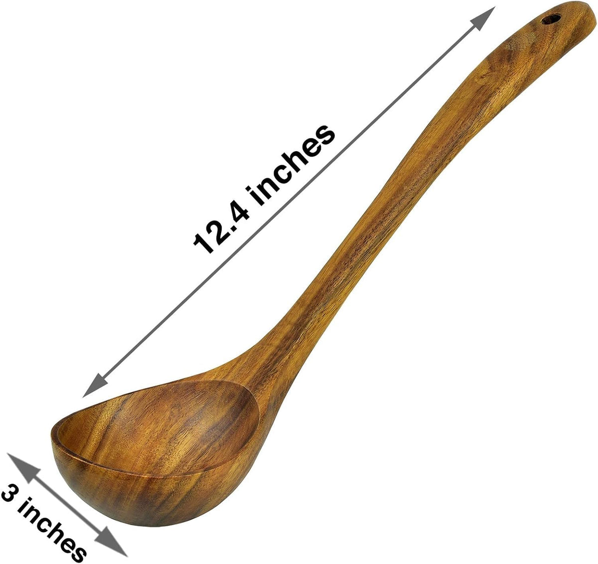 Wooden Ladle for Cooking, Soup Spoon Ladle – Teak Wooden Serving Spoon | Food-Safe, Natural & Sustainable – Non-Scratch & Responsibly Sourced, Great for Broth & Sauces