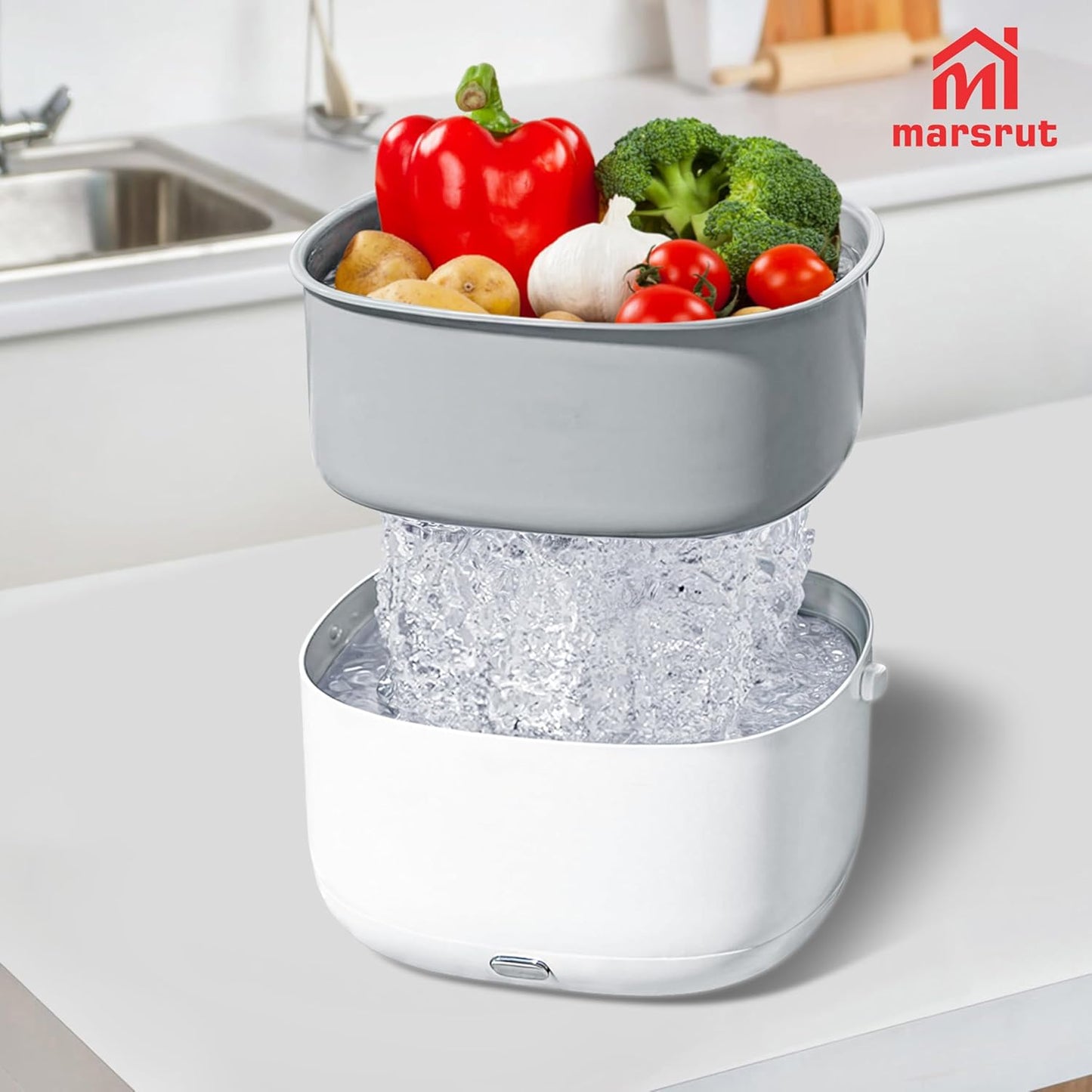 Ultrasonic Vegetable Cleaner, Fruit Washing Machine, Ion Purification 360 Degree Food Cleaning Bowl Washer Basket Purifier Device to Removes Dust from Fresh Produce Veggie Meats Home Kitchen Tableware