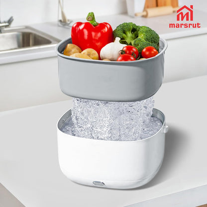 Ultrasonic Vegetable Cleaner, Fruit Washing Machine, Ion Purification 360 Degree Food Cleaning Bowl Washer Basket Purifier Device to Removes Dust from Fresh Produce Veggie Meats Home Kitchen Tableware
