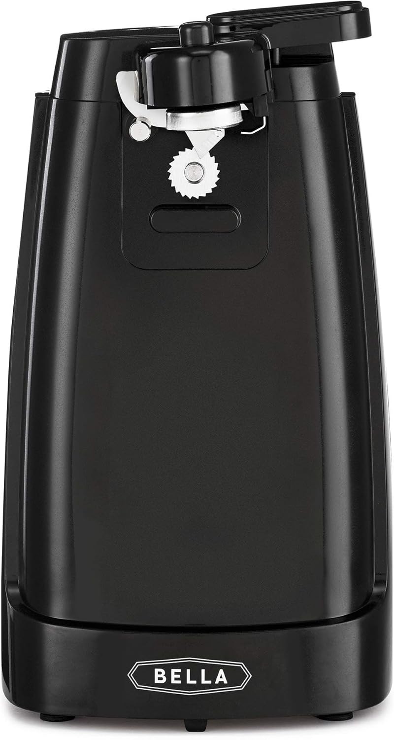 Electric Can Opener and Knife Sharpener, Removable Cutting Lever, Cord Storage, Stainless Steel Blade, Black