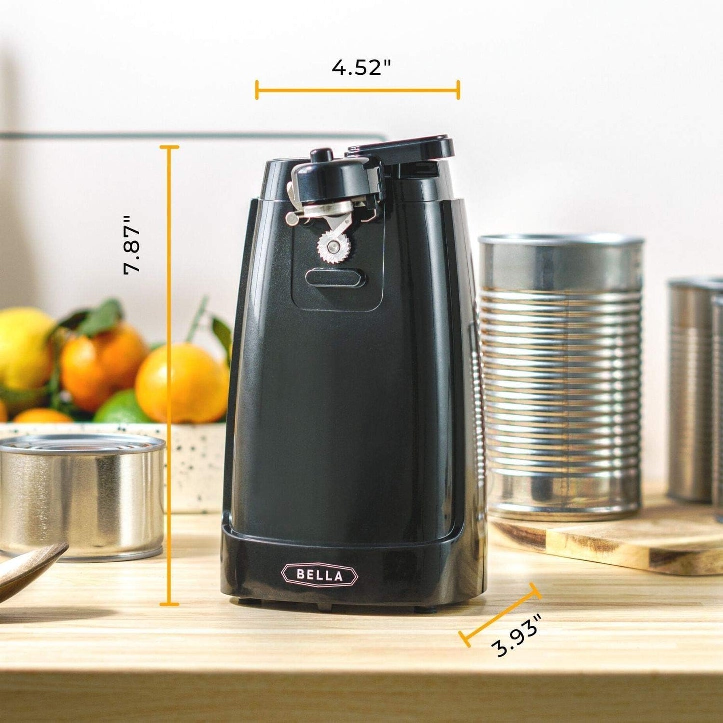 Electric Can Opener and Knife Sharpener, Removable Cutting Lever, Cord Storage, Stainless Steel Blade, Black