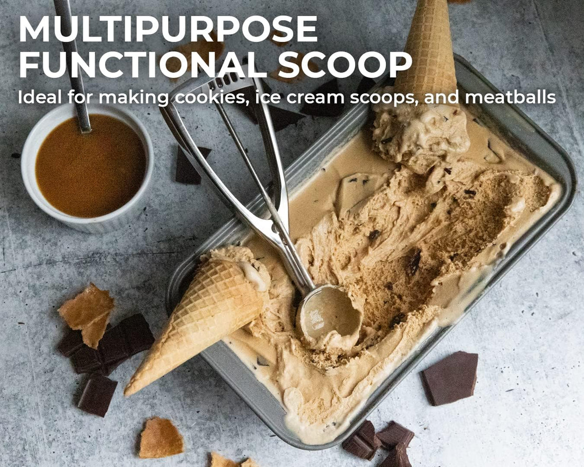 Saffron & Sage Stainless Steel Cookie Scoop - 2 Tbsp Heavy Duty Cookie Dough Scoop, Comfortable Handles with Smooth Spring Action Releases Food Easily, Multipurpose, Rust Resistant and Dishwasher Safe