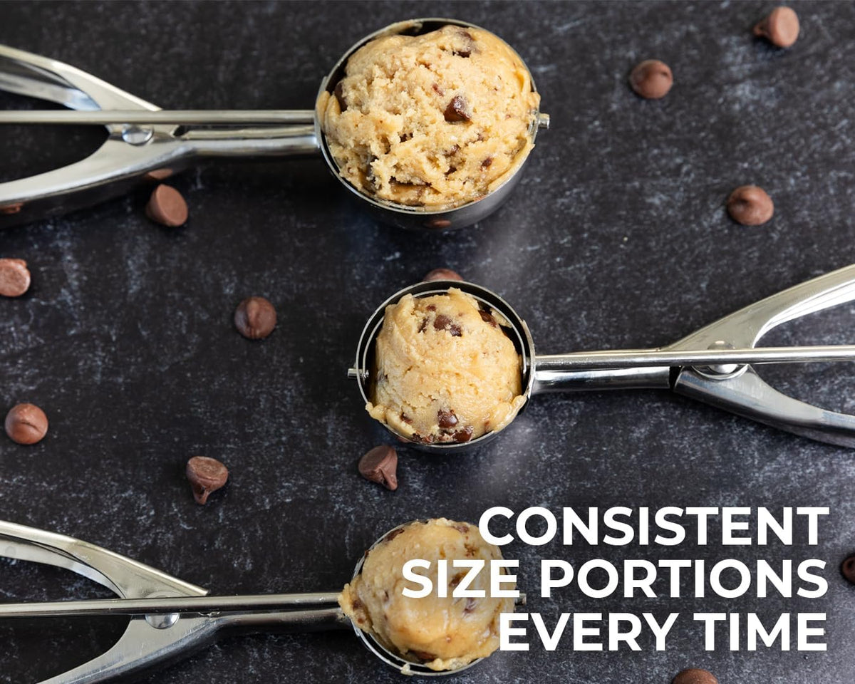 Saffron & Sage Stainless Steel Cookie Scoop - 2 Tbsp Heavy Duty Cookie Dough Scoop, Comfortable Handles with Smooth Spring Action Releases Food Easily, Multipurpose, Rust Resistant and Dishwasher Safe