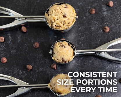 Saffron & Sage Stainless Steel Cookie Scoop - 2 Tbsp Heavy Duty Cookie Dough Scoop, Comfortable Handles with Smooth Spring Action Releases Food Easily, Multipurpose, Rust Resistant and Dishwasher Safe