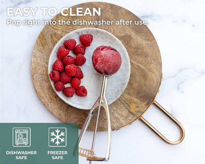 Saffron & Sage Stainless Steel Cookie Scoop - 2 Tbsp Heavy Duty Cookie Dough Scoop, Comfortable Handles with Smooth Spring Action Releases Food Easily, Multipurpose, Rust Resistant and Dishwasher Safe