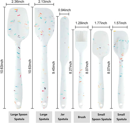 Silicone Spatula Set 6 Piece Heat Resistant Rubber Spatulas Set for Baking Cooking and Mixing Kitchen Utensils Seamless One Piece Spatula with Stainless Steel Core Nonstick Dishwasher Safe