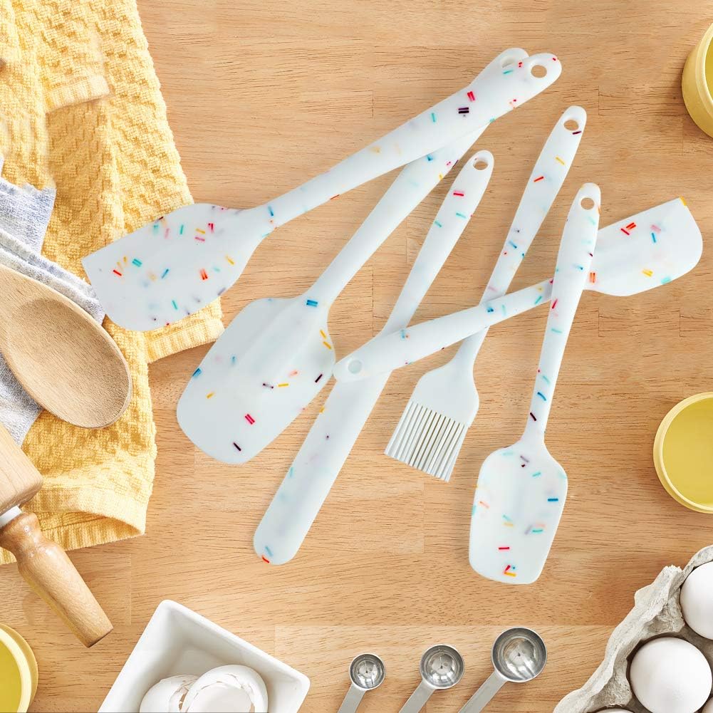 Silicone Spatula Set 6 Piece Heat Resistant Rubber Spatulas Set for Baking Cooking and Mixing Kitchen Utensils Seamless One Piece Spatula with Stainless Steel Core Nonstick Dishwasher Safe