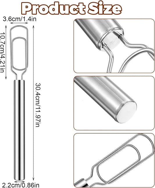 Sour Dough Whisk,Danish Dough Whisk Stainless Steel,Danish Doughs Whisks,for Sourdough, Pizza & Cake Batter, Reaches Bottom of Deep Bowls & Jars