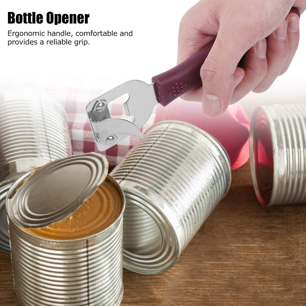 Manual Side Cut Can Opener Set - Stainless Steel Bottle and Tin Opener for Home, Camping, Restaurant - Japanese Old Fashioned