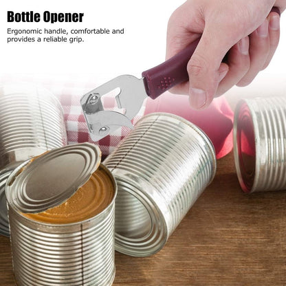 Manual Side Cut Can Opener Set - Stainless Steel Bottle and Tin Opener for Home, Camping, Restaurant - Japanese Old Fashioned