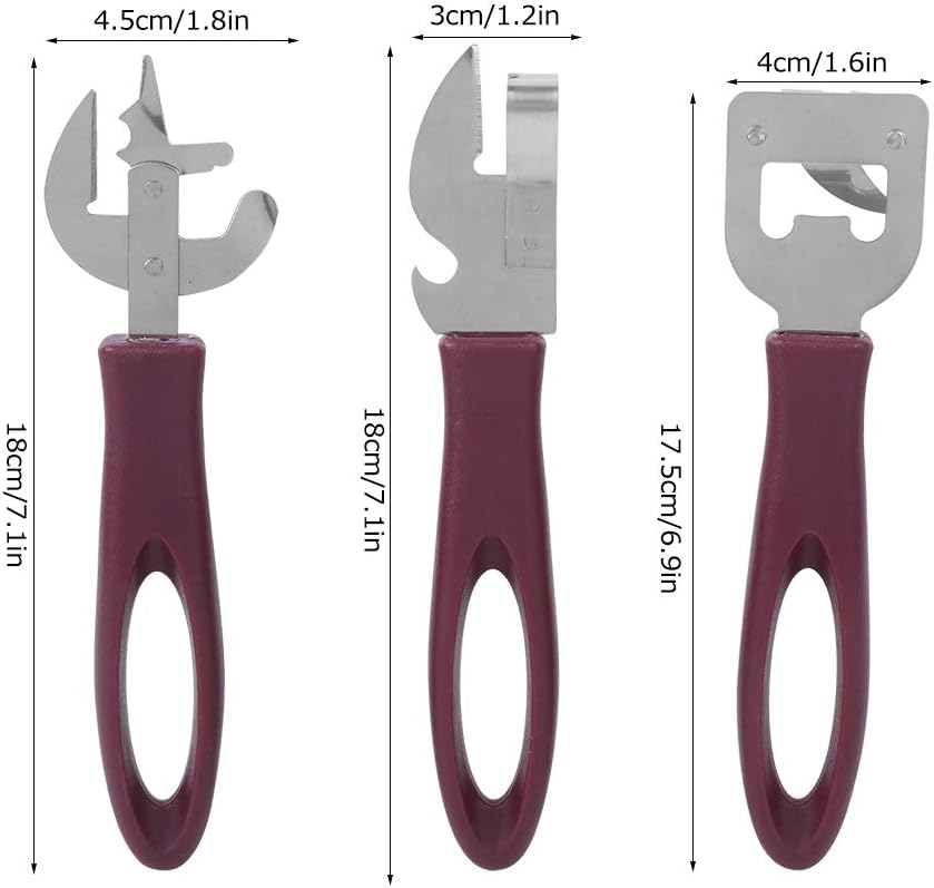 Manual Side Cut Can Opener Set - Stainless Steel Bottle and Tin Opener for Home, Camping, Restaurant - Japanese Old Fashioned