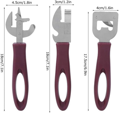 Manual Side Cut Can Opener Set - Stainless Steel Bottle and Tin Opener for Home, Camping, Restaurant - Japanese Old Fashioned
