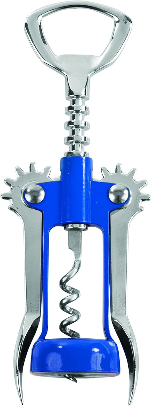 Soar Winged Corkscrew Wine Opener, Multi-Purpose Bottle Opener for Beer and Soda, Stainless Steel with Chrome Finish, Easy to Remove Cork for Bartenders, Home Bar, Kitchen, Set of 1, Blue