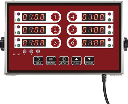 Commercial 6 Channel Digital Kitchen Timer Loud Alarm Cook Timer