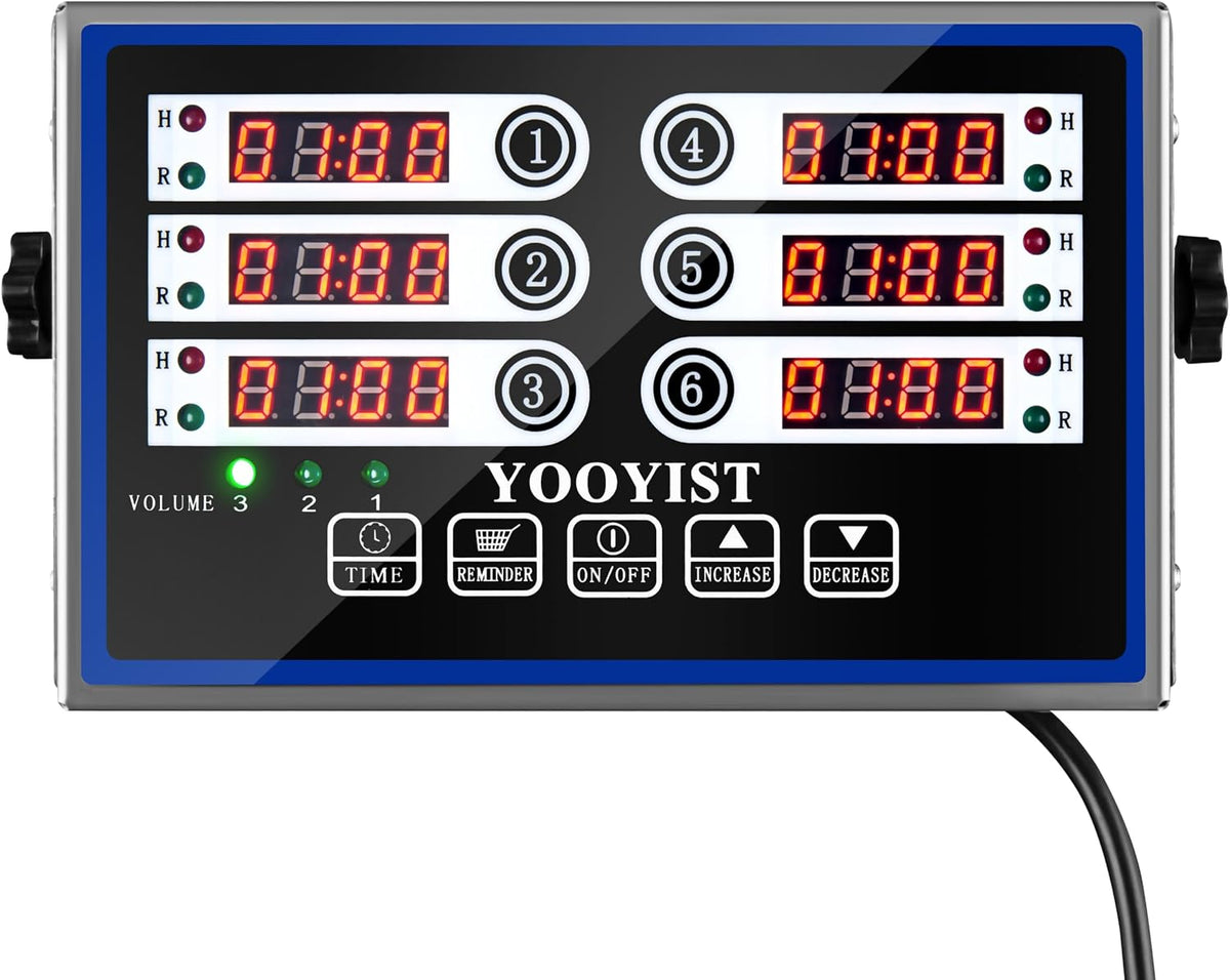 Commercial 6 Channel Digital Kitchen Timer Loud Alarm Cook Timer
