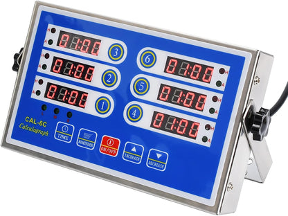 Commercial 6 Channel Digital Kitchen Timer Loud Alarm Cook Timer