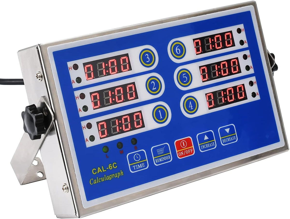 Commercial 6 Channel Digital Kitchen Timer Loud Alarm Cook Timer
