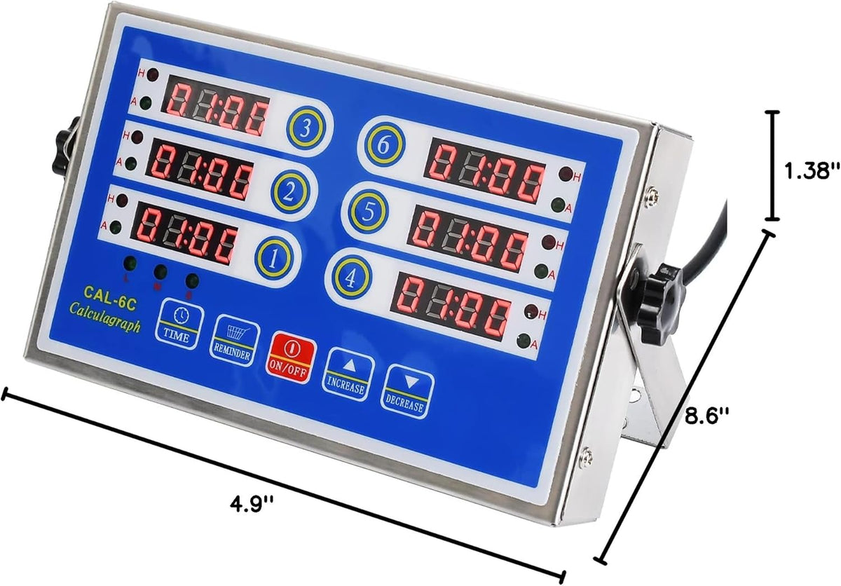 Commercial 6 Channel Digital Kitchen Timer Loud Alarm Cook Timer