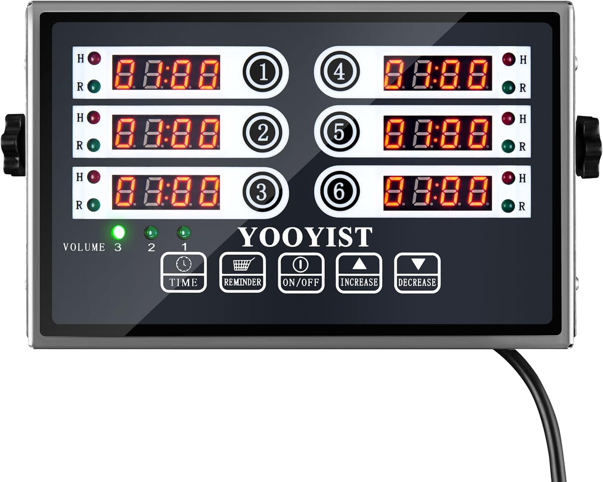 Commercial 6 Channel Digital Kitchen Timer Loud Alarm Cook Timer