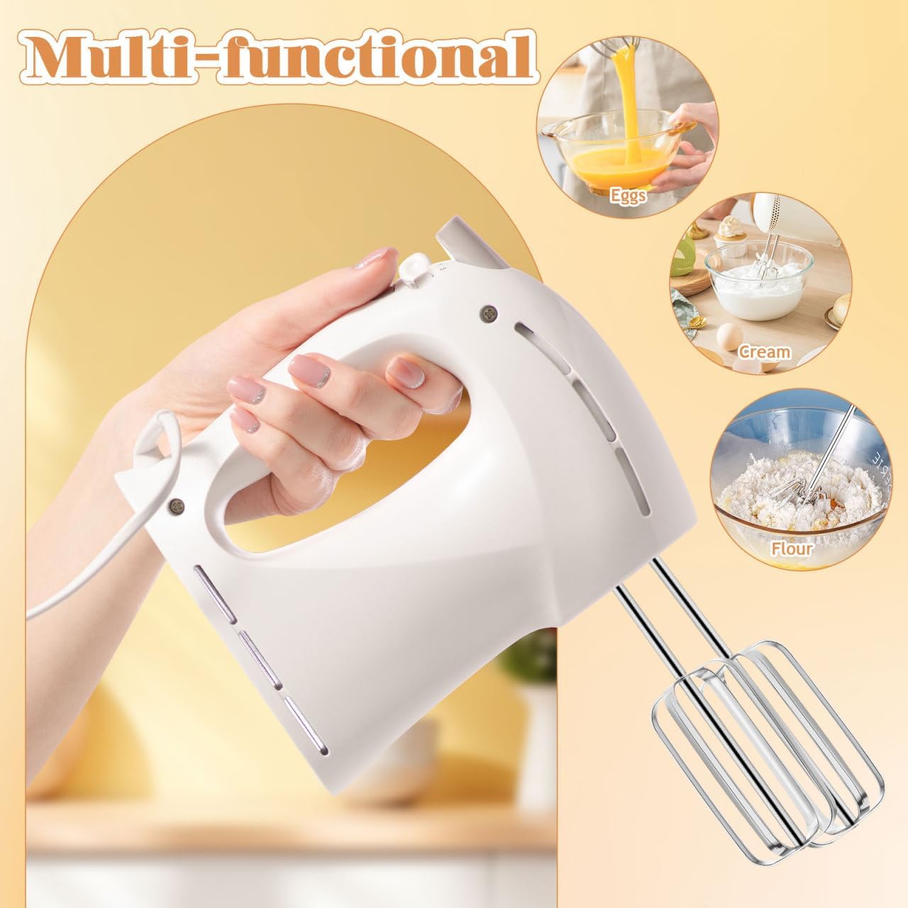 Hand Mixer Attachments 2-Pack Universal Replacement Beaters for Electric Whisk and Drill Mixers Stainless Steel 8.38X1.77X1.77In Efficient Egg Whisking Dough Mixing Kitchen Tool