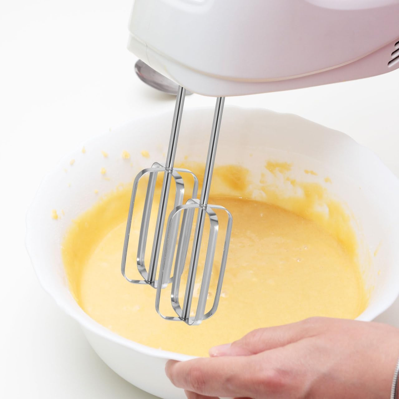Hand Mixer Attachments 2-Pack Universal Replacement Beaters for Electric Whisk and Drill Mixers Stainless Steel 8.38X1.77X1.77In Efficient Egg Whisking Dough Mixing Kitchen Tool