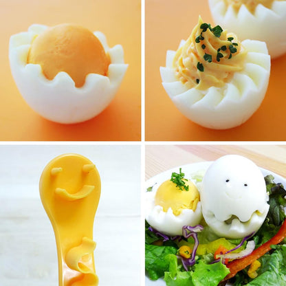 4 PACK Fancy Cut Eggs Cutters, Fancy Cooked Eggs Cutter Multi-functional Household Egg Cut Flower Shaper, Exquisite Kitchen Accessories, Easy to Clean (2 Shapes)