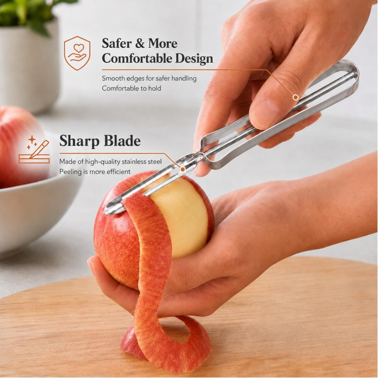 Stainless Steel Potato Peeler, Old Fashioned Vegetable Peeler, Thin Peel Fruit and Veggie Peeler for Potatoes, Carrots, Apples, Cucumbers, Dishwasher Safe Kitchen Tool, Silver