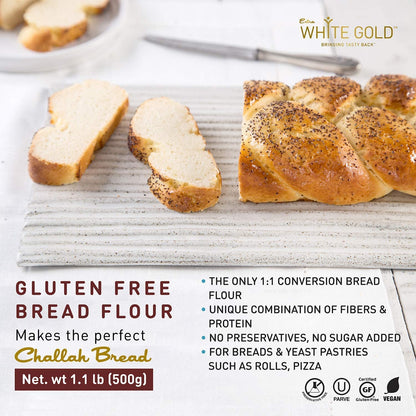 Gluten Free Bread Flour Blend – For Breads, Yeasted Pastries, Pizza, Focaccia – [Kosher] [Gluten Free] [Vegan] [Soy Free] [Nut Free] [Dairy Free] – 1.1 Pound