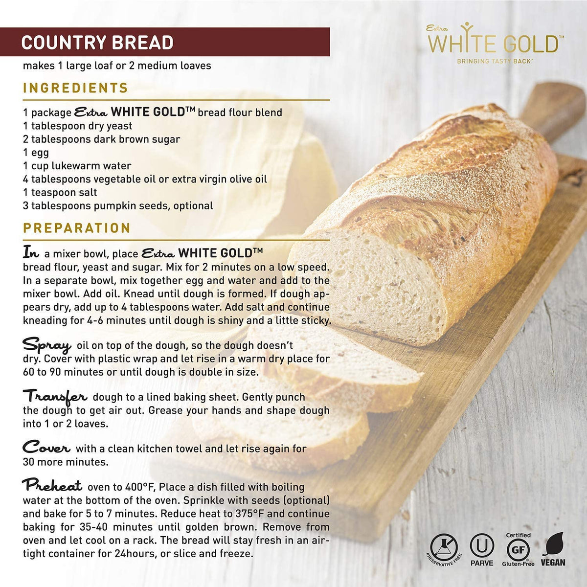 Gluten Free Bread Flour Blend – For Breads, Yeasted Pastries, Pizza, Focaccia – [Kosher] [Gluten Free] [Vegan] [Soy Free] [Nut Free] [Dairy Free] – 1.1 Pound