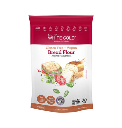 Gluten Free Bread Flour Blend – For Breads, Yeasted Pastries, Pizza, Focaccia – [Kosher] [Gluten Free] [Vegan] [Soy Free] [Nut Free] [Dairy Free] – 1.1 Pound