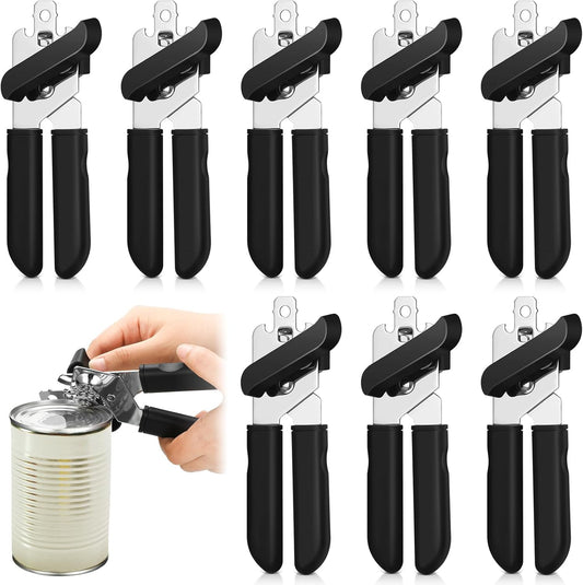 8 Pcs Can Opener, 3-in-1 Multifunctional Manual Can Openers, Stainless Steel Heavy Duty Handheld Openers with Safety Edge Labor Saving Handle for Kitchen Restaurant