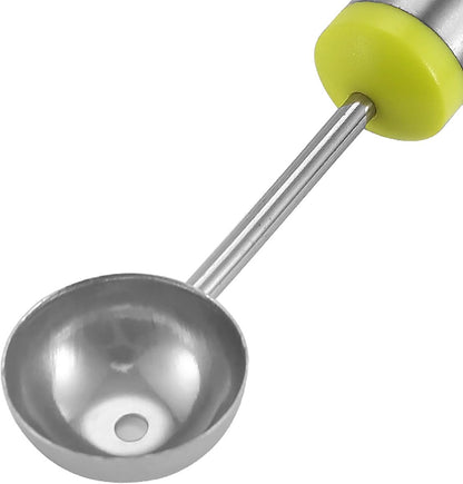 Watermelon Baller Scoop, 2 Pcs Red and Green 8 Inch Stainless Steel Fruit and Ice Cream Hemisphere Spoon for Kitchen and Outdoors (2)